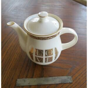 Papel Freelance Fine Bone China Teapot “LOVE” Gold Trim Thailand 1996 Coffee Tea